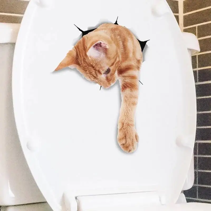 M458 Cat Stickers Breakout Siamese Wall Sticker Home Decoration Toilet Decals for Bedroom Kitchen Living Room Walls Decor