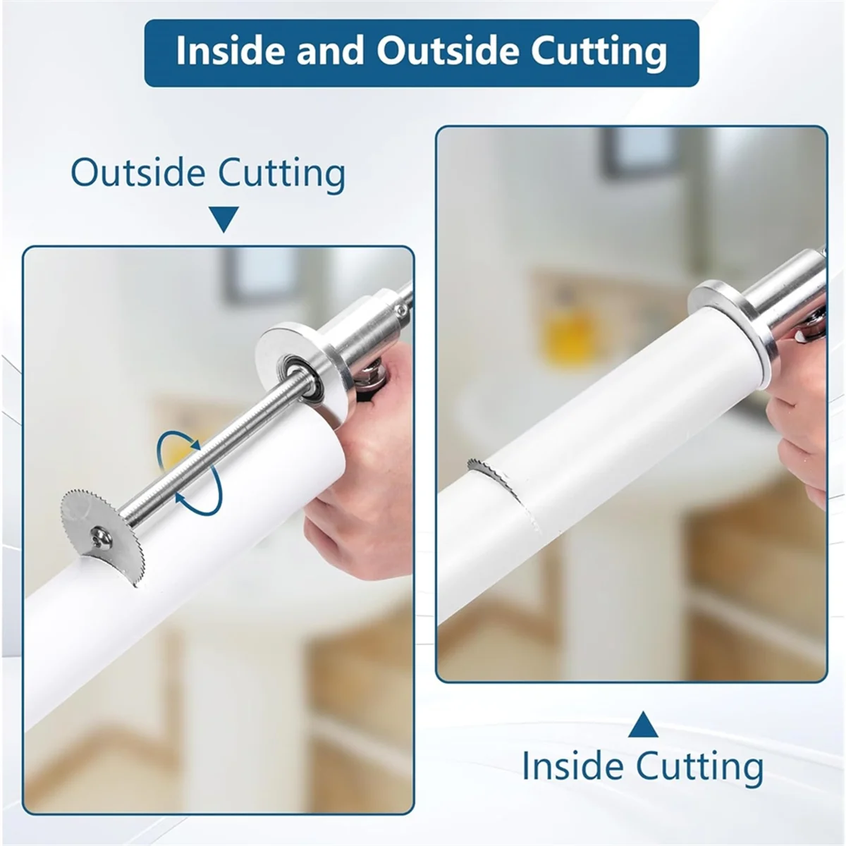 AA25 Inside Pipe Cutter for Pvc Pipe with Handle and Diamond Grit Cutting Wheel, 7 Inch Adjustable Cutting Depth Gauge Guide