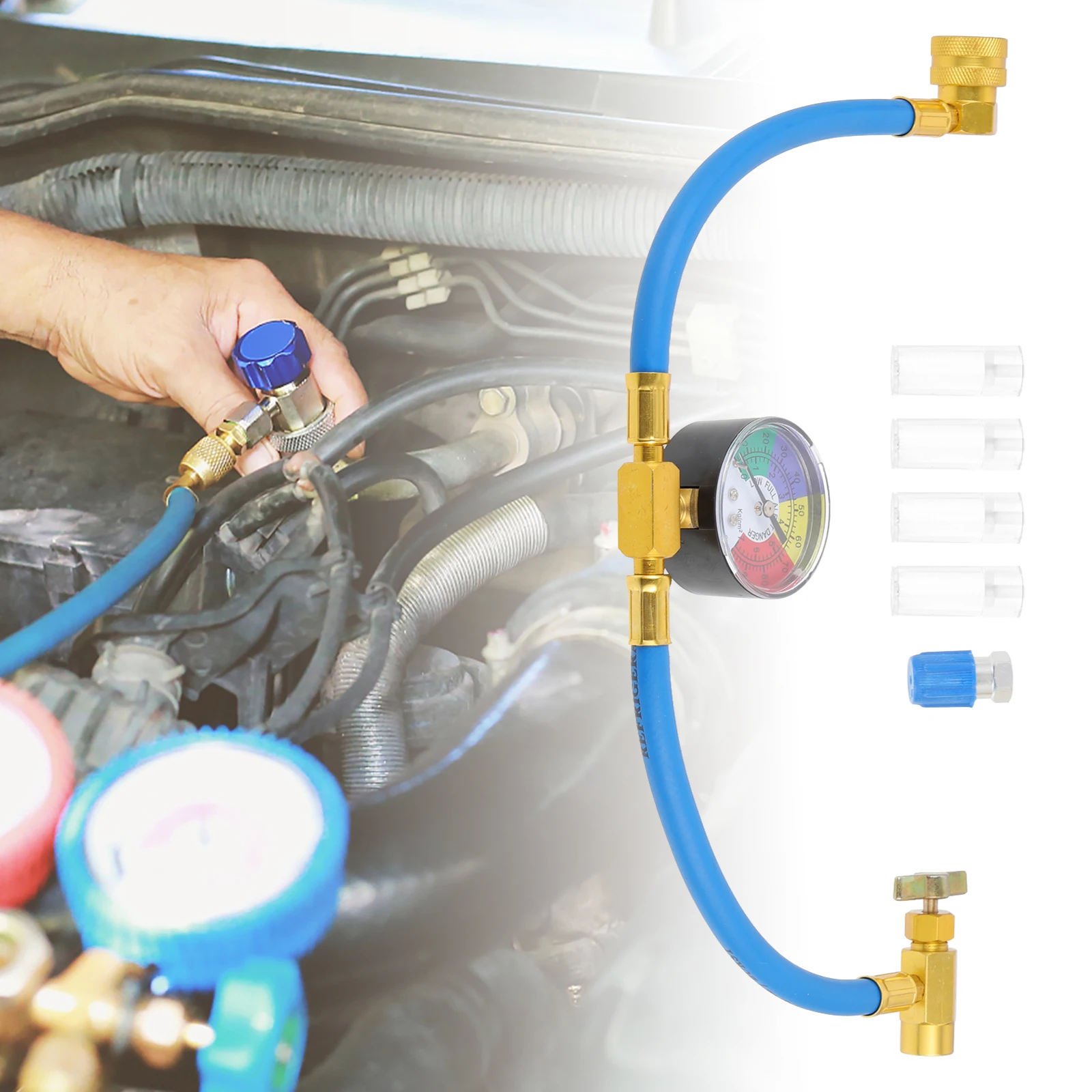 

Refrigerant Refill Hose Air Conditioning Fluoride Pipe Car Recharge Pvc Auto Filling Long Tube 600 3000PSI R134A Charging Gauge