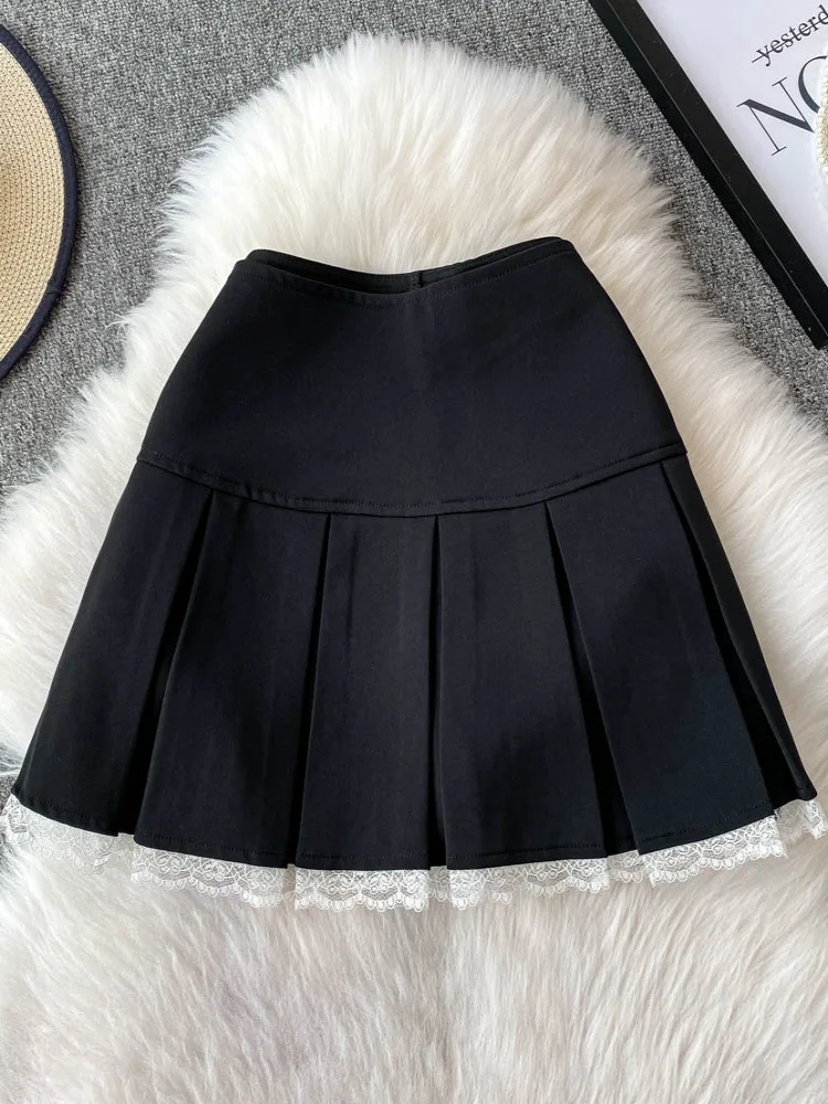 

Pure Desire Sexy Lace Splice High Waist ort Skirt Women's Summer 2025 Trendy Anti-Light Cheered Skirt Korean Sle
