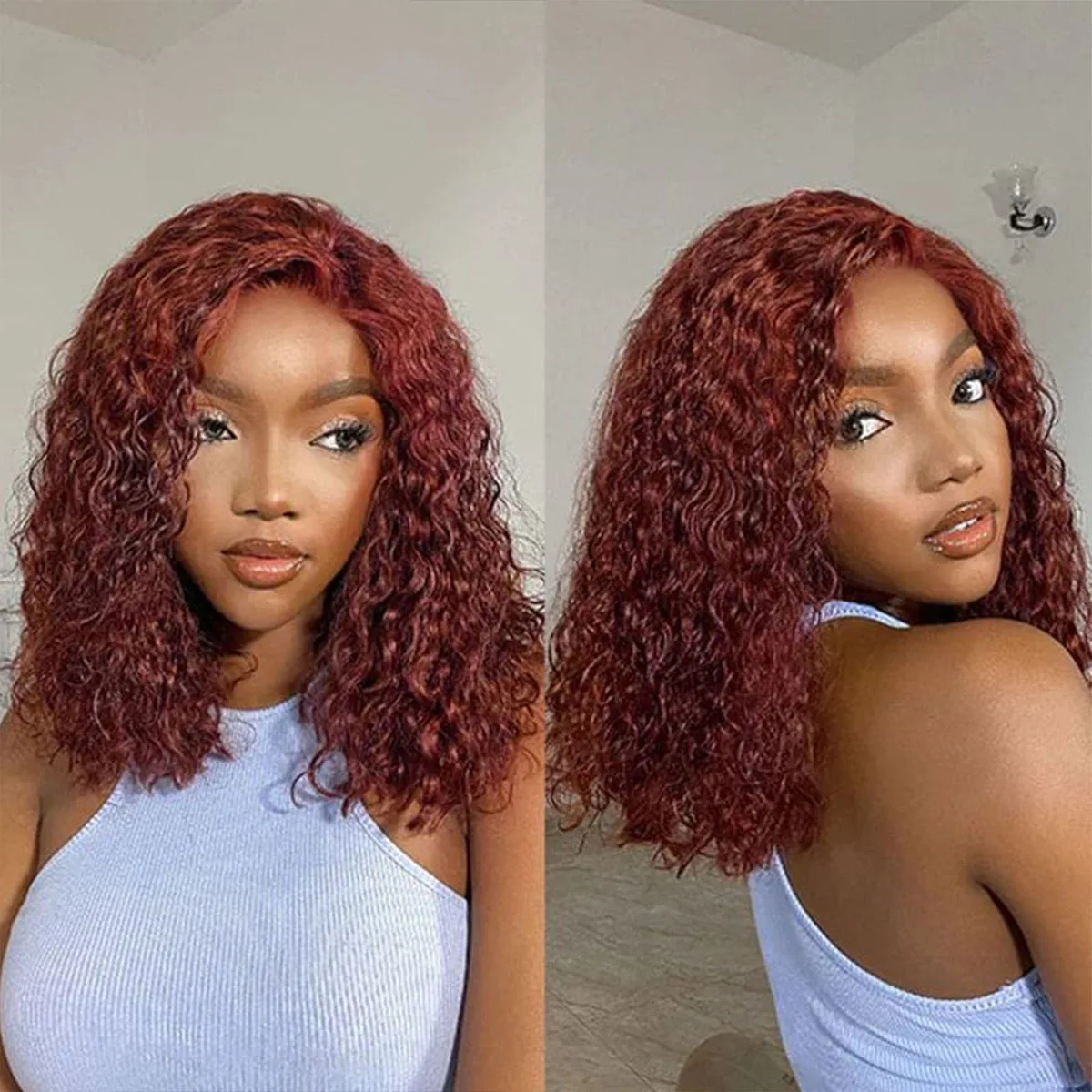 Bob Wig Reddish Brown Lace Front Wig Human Hair Deep Wave Glueless Wigs Human Hair Transparent Lace Front Human Hair Wigs