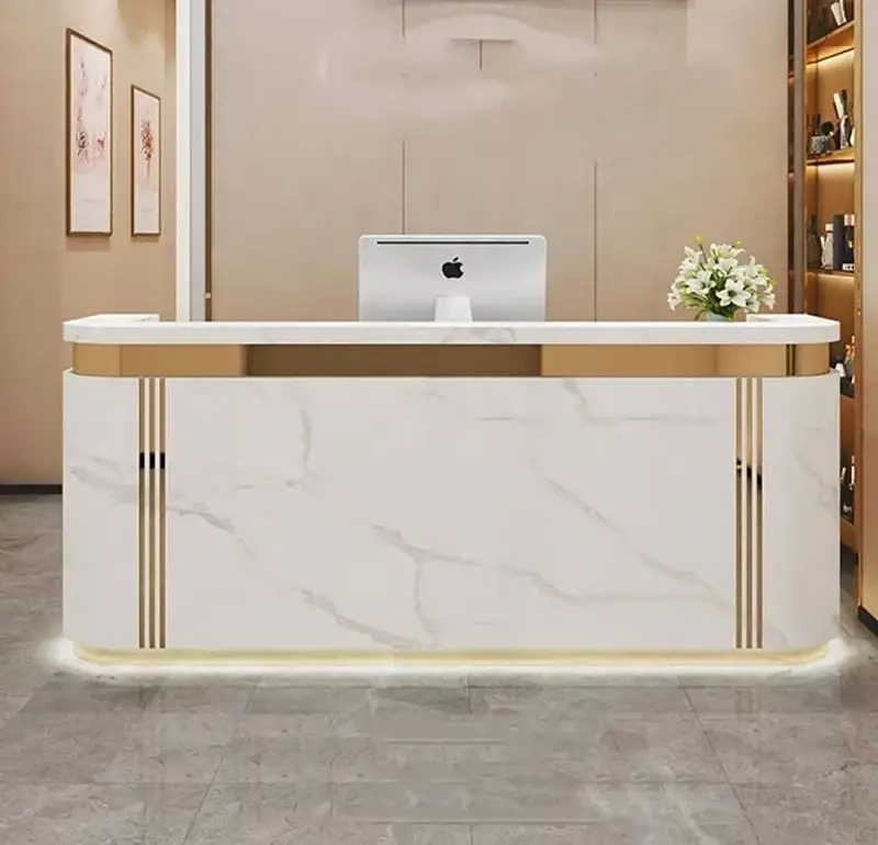 Bar Small Reception Modern Office Desk White Receptionist Table Checkout Register Counter Pulpitos Retail Bureau Shop Furniture