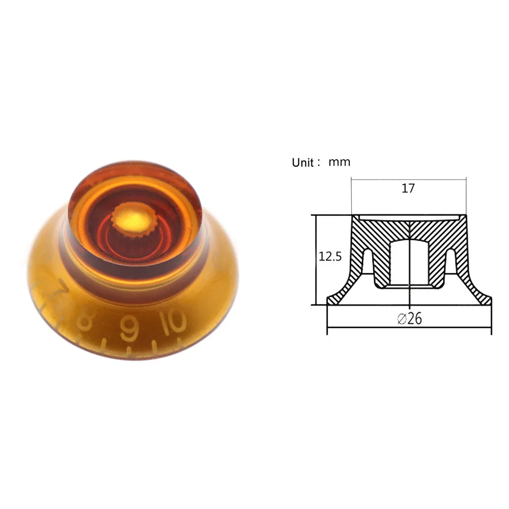 4 Pcs Guitar Bass Top Hat Bell Speed Knobs for Les Paul SG Amber Guitar Knobs Brown