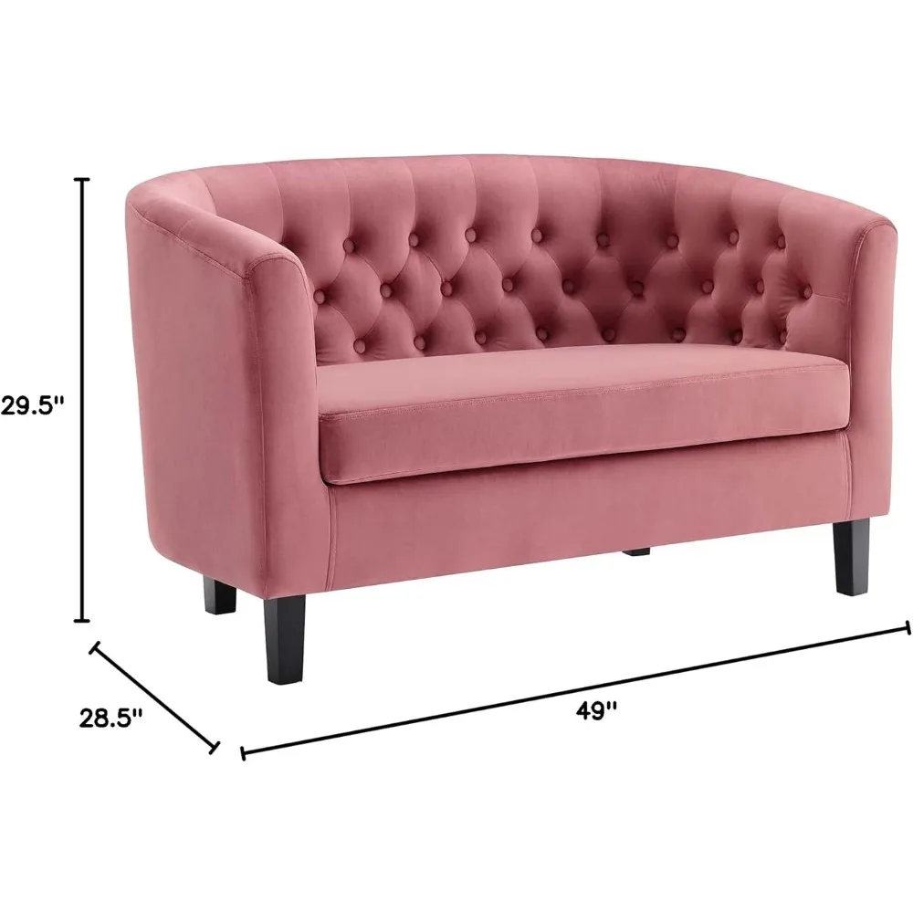 Prospect Channel Tufted Performance Velvet Modern، Loveseat، Dusty Rose