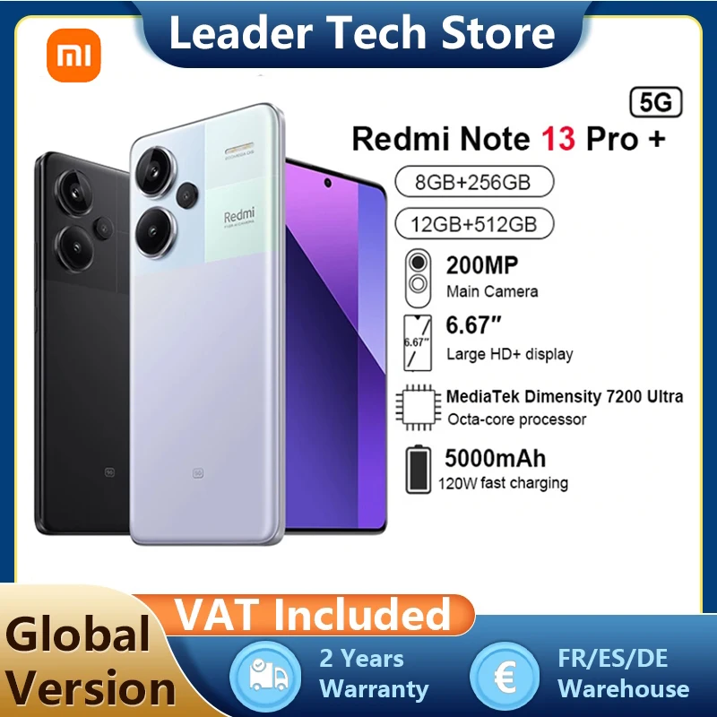 Xiaomi Redmi Note 13 Pro Plus 5G Smartphone NFC 200MP OIS Triple Camera 120Hz AMOLED 120W Charge Global Version