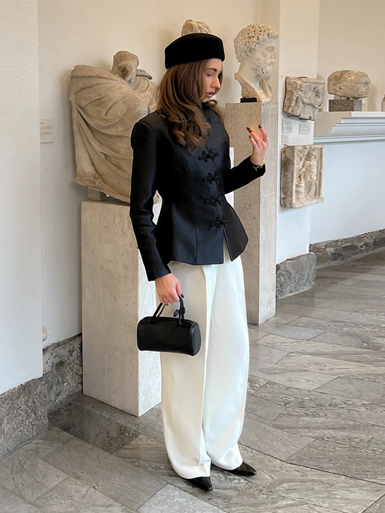 Abrigos largos de lana con solapa para mujer, abrigos clásicos de invierno con bolsillos de un solo botón, ropa de calle informal elegante