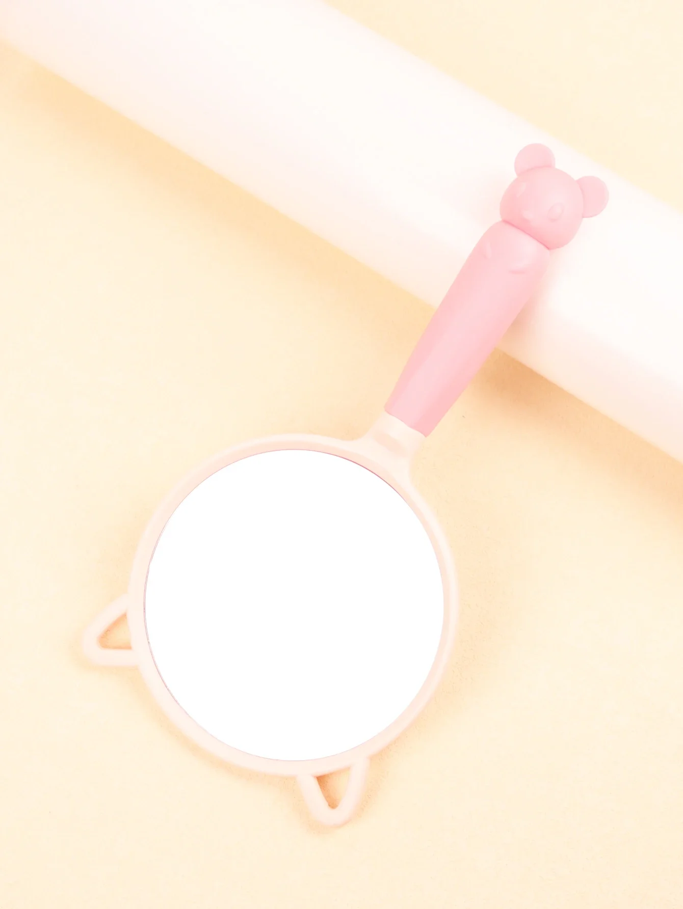 

1pc creative design portable circular makeup mirror with handle, compact women's makeup mirror tool Special for real hair wigs