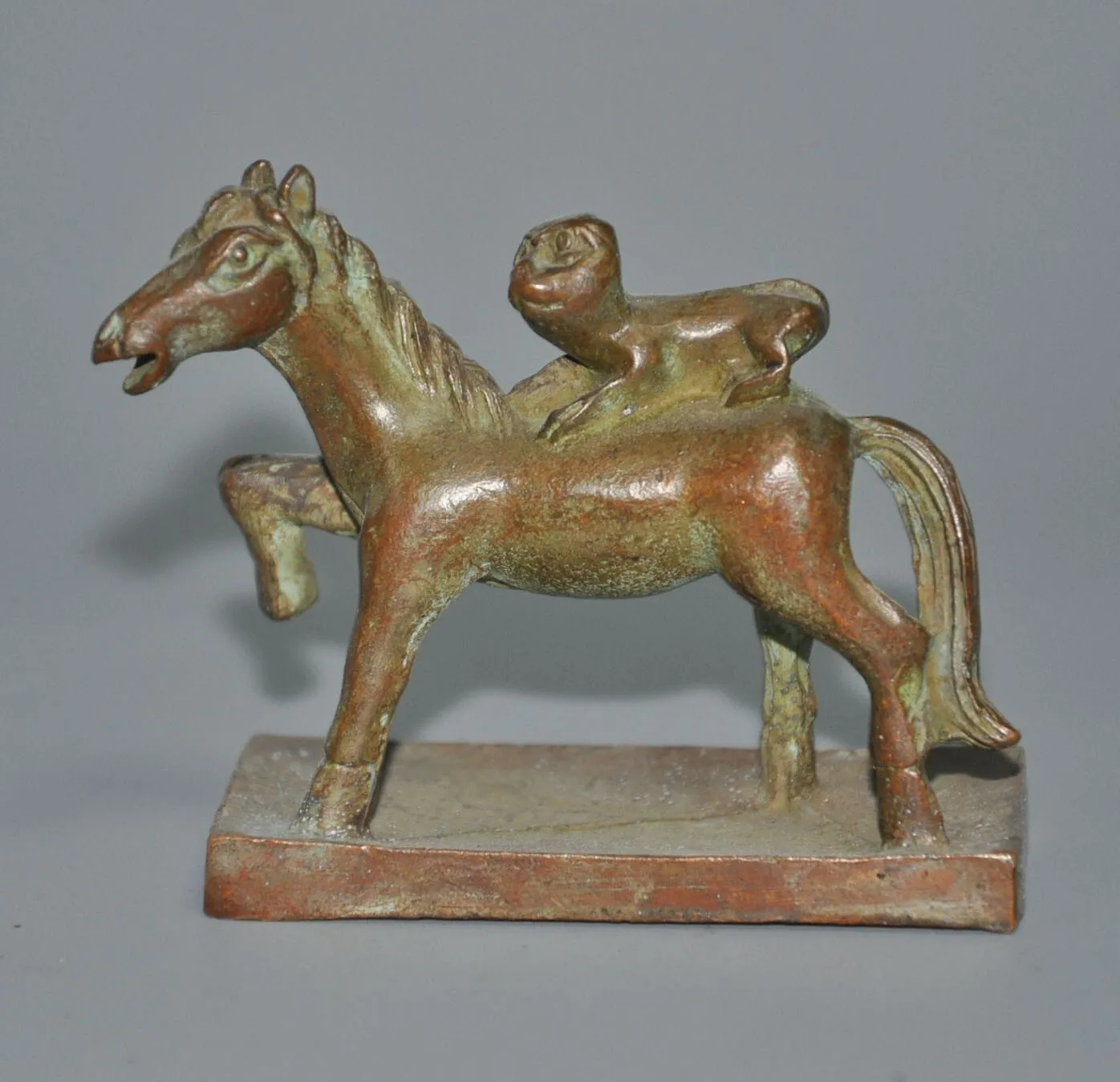 

3 "Collect dynasty Chinese bronze fengshui fealth horse monkey" horse I "statue -Natural materials