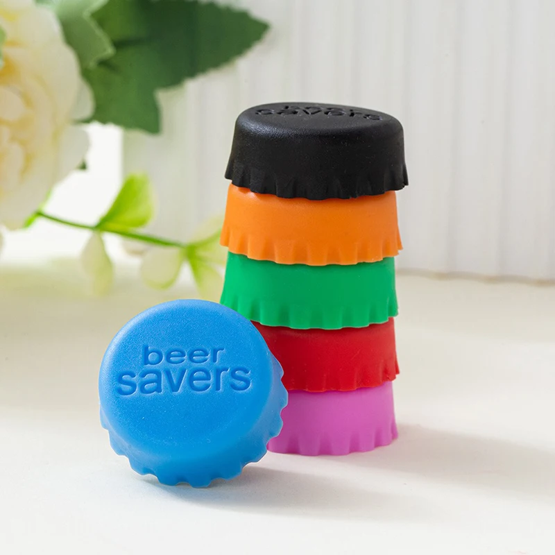6/12/24pcs Candy Colors Reusable Silicone Beer Bottle Caps 6pcs Fresh - Keeping Soda Beer Sealing Bar Utensils JPS007