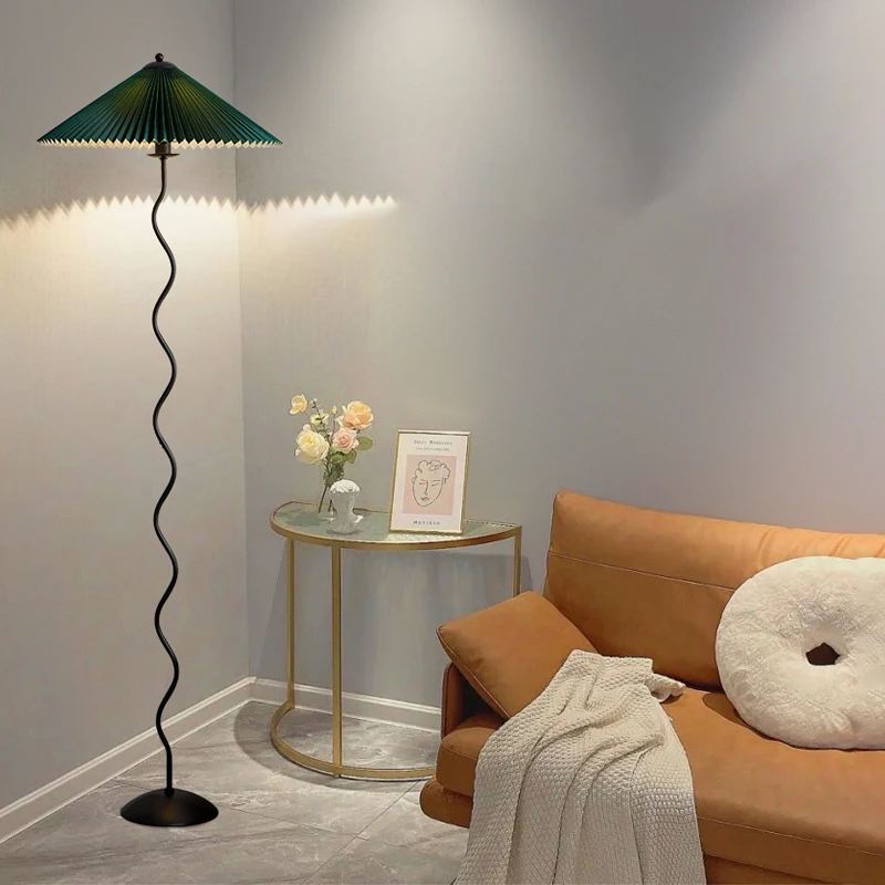 

Nordic Minimalist Pleated Fabric Led Floor Light Living Room Home Decor Sofa Corner Standing Table Light Bedroom Bedside Lamps