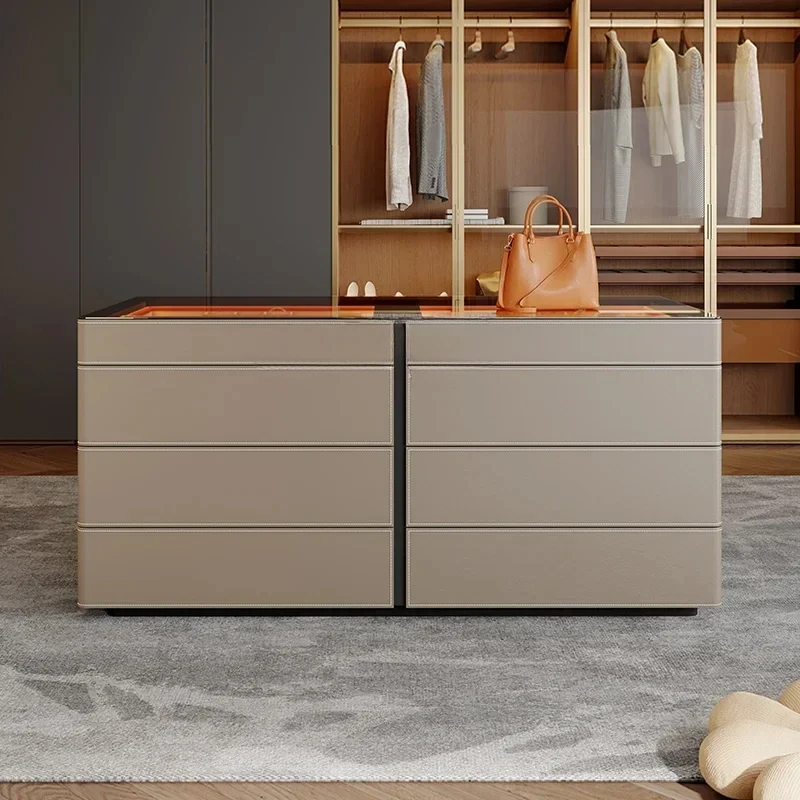 

Modern Home Cloakroom Middle Island Cabinet - Multifunctional Light Luxury Jewelry Display Storage Furniture
