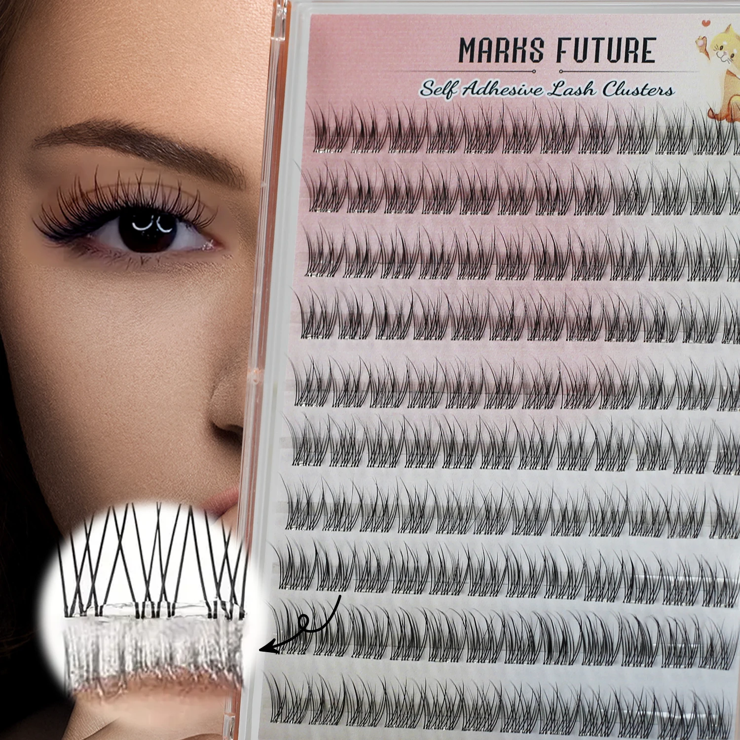 120 Stück Selbstklebende Wimpern mit Pinzette, Natürlicher Look, 11mm Einzelwimpern, Geeignet für Anfänger, Wiederverwendbar, Manga-Auge, Koreanischer/Japanischer Stil