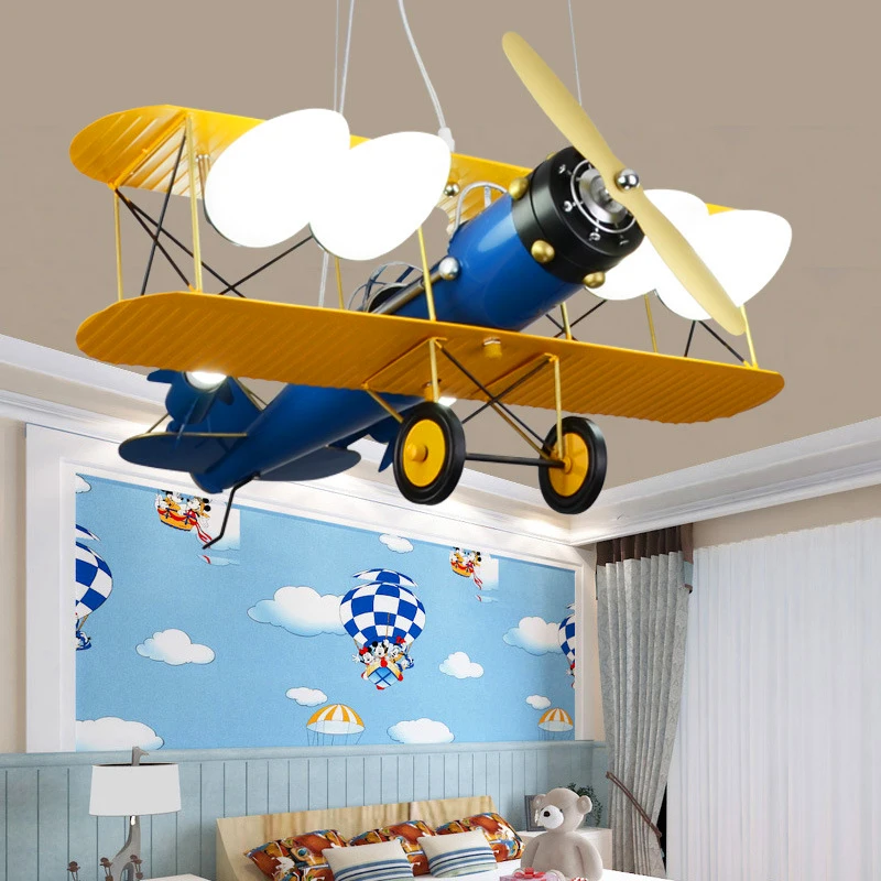 Nordic Led Creatieve Eenvoudige Vliegtuigen Hanglamp Gepersonaliseerde Ijzeren Kunst Jongens Meisjes Slaapkamer En Studie Decoratie Kinderkamer