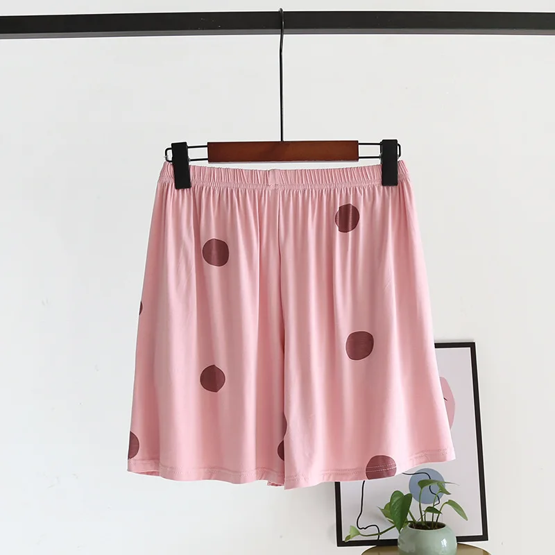 Japanese new summer women\'s shorts thin cute dots 100% cotton casual pajamas knitted plus size home pants bottoms sleep shorts