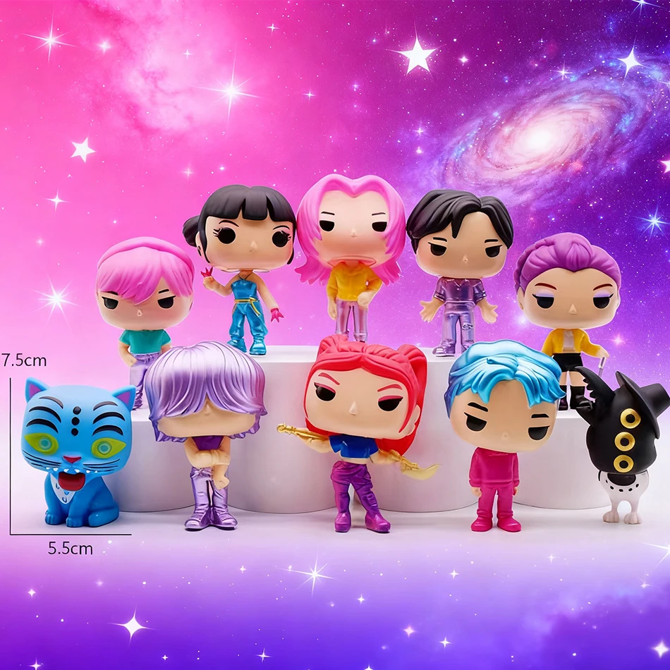 

10pcs Kpop Demon Hunters Figure Pvc Model Anime Figurine Collection Statue Desk Decoration Dolls Children Toys Halloween Gifts