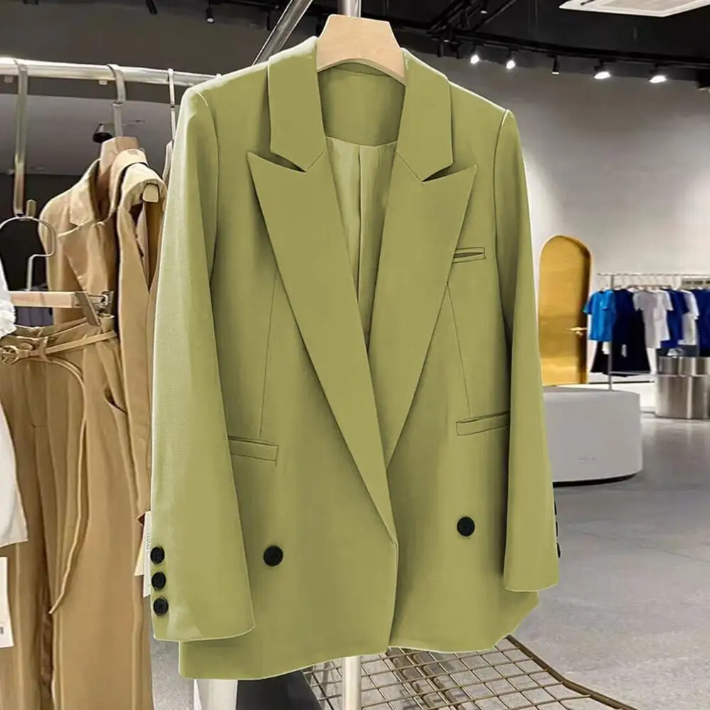 Manteau Imbibé de lèvent sur le Devant pour Femme, Veste Élégante d'Affaires avec Poches à Revers, Idéal pour le Bureau et le Travail