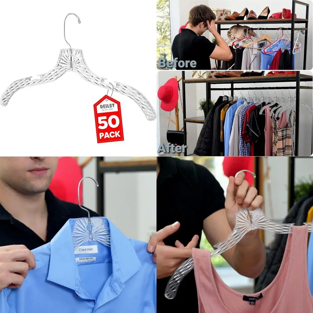

50-Pack Heavy Duty Plastic Hangers for Dresses, T-Shirts, Shirts, and Coats - Ideal for Closet Organization