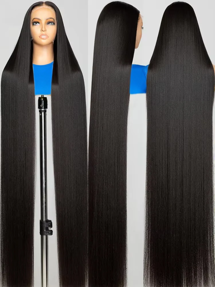 40 46 pulgadas HD transparente 13x4 13x6 hueso recto encaje frontal pelucas de cabello humano brasileño 360 pelucas frontales de encaje completo para mujeres 300%