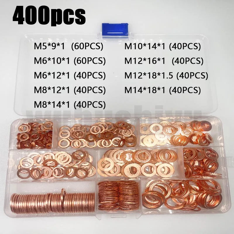 

100/120/300/400pcs Washer Copper Sealing Solid Gasket Washer Sump Plug Oil For Boat Crush Flat Seal Ring Tool