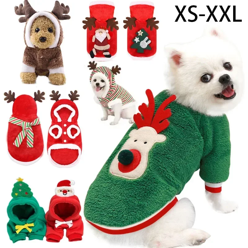 

Dog Christmas Warm Jumpsuits Winter Fleece Pet Overalls for Small Medium Dogs Cats Clothes Puppy Pajamas Christmas Teddy Outfit