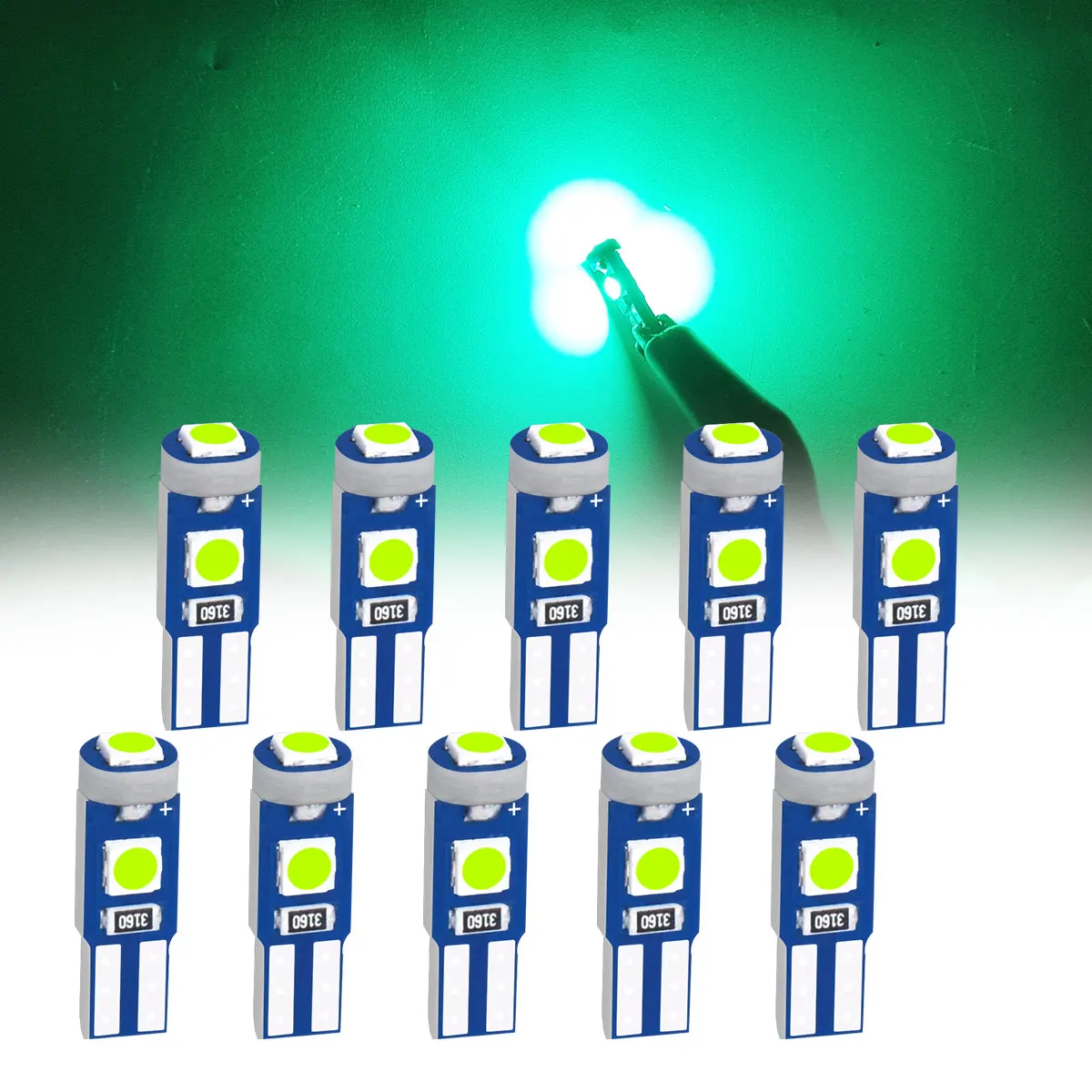 Hohe Helligkeit 3030 Chips 10 Stück T5 LED-Birne W3W W1,2W Spielen und Stecker Auto-Innenbeleuchtung Auto-Instrumentenlampe 12V/24V