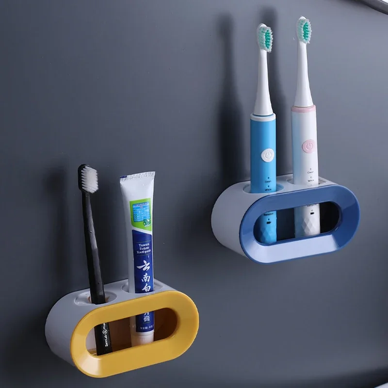 Electric Toothbrush Holder Double Hole Self-adhesive Stand Rack Wall-Mounted Holder Storage Space Saving Bathroom Accessories image 2