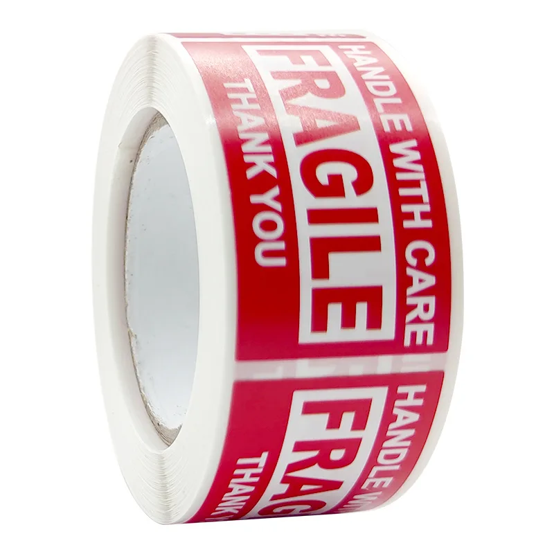 

250Paste/Roll Fragile English Warning Label Sticker，Copper Plate Adhesive Anti-Tamper Fragile Item Warning Stickers