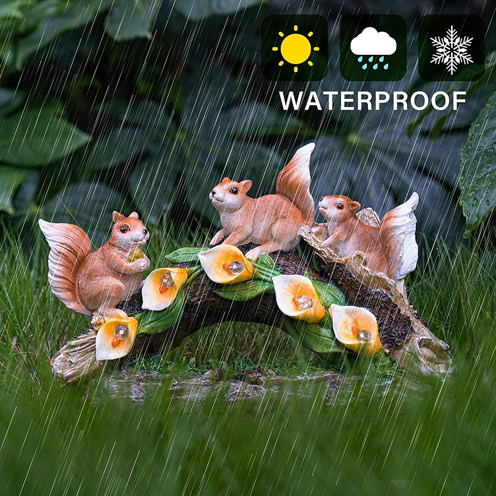 

3 Squirrels Solar Lights Resin Lawn Garden Decoration Pathway Lighting Energy Saving Outdoor Solar