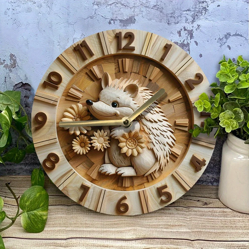 Aluminum Wall Clock With Hedgehog Design - Perfect For Kitchen Decor & Valentine'S Day Gift  living room decoration