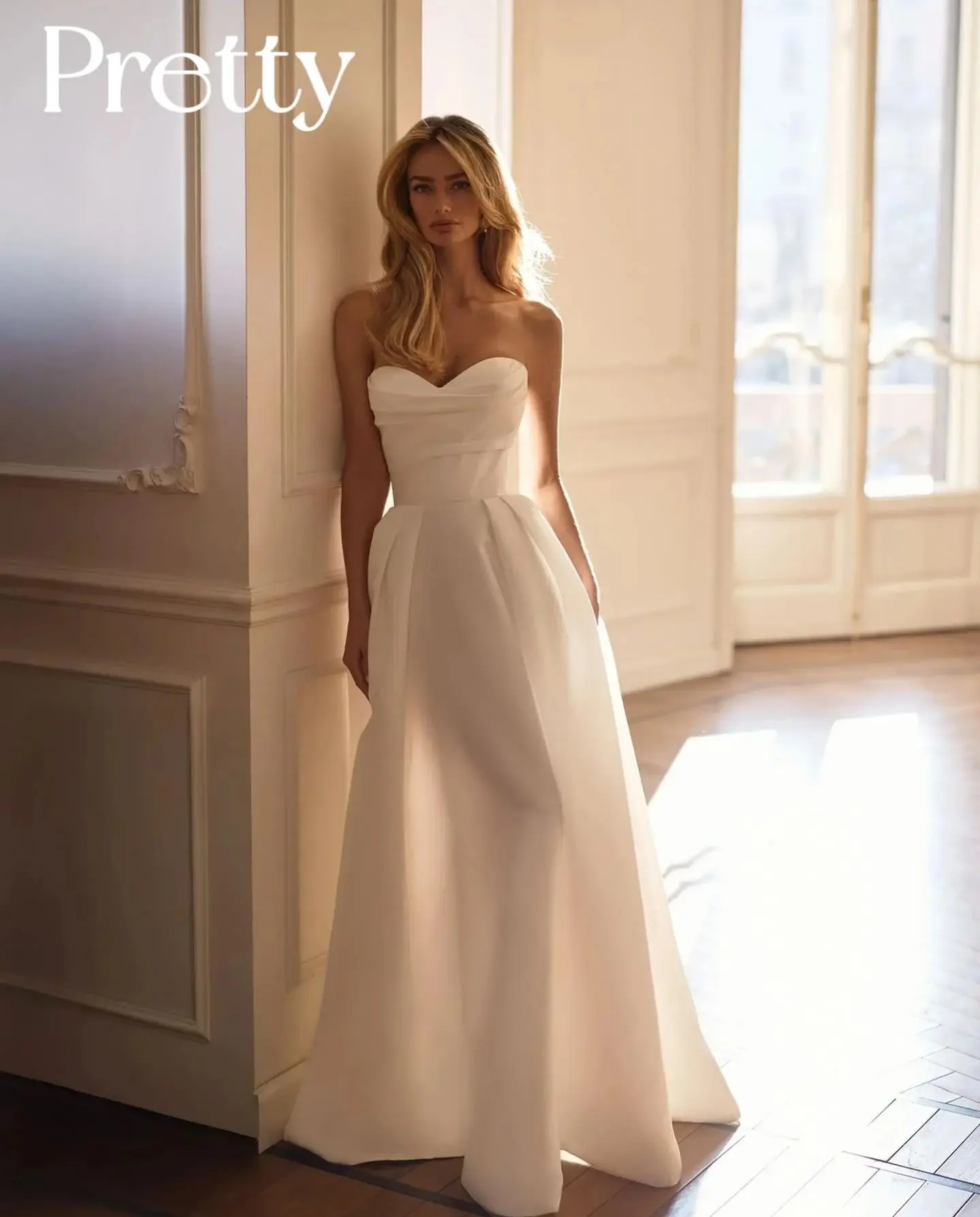 

Customized Prom Dress Elegant Strapless Wedding Dresses Floor Length Stain Women Bridal Grown Sweethart Evening Dresses 2025