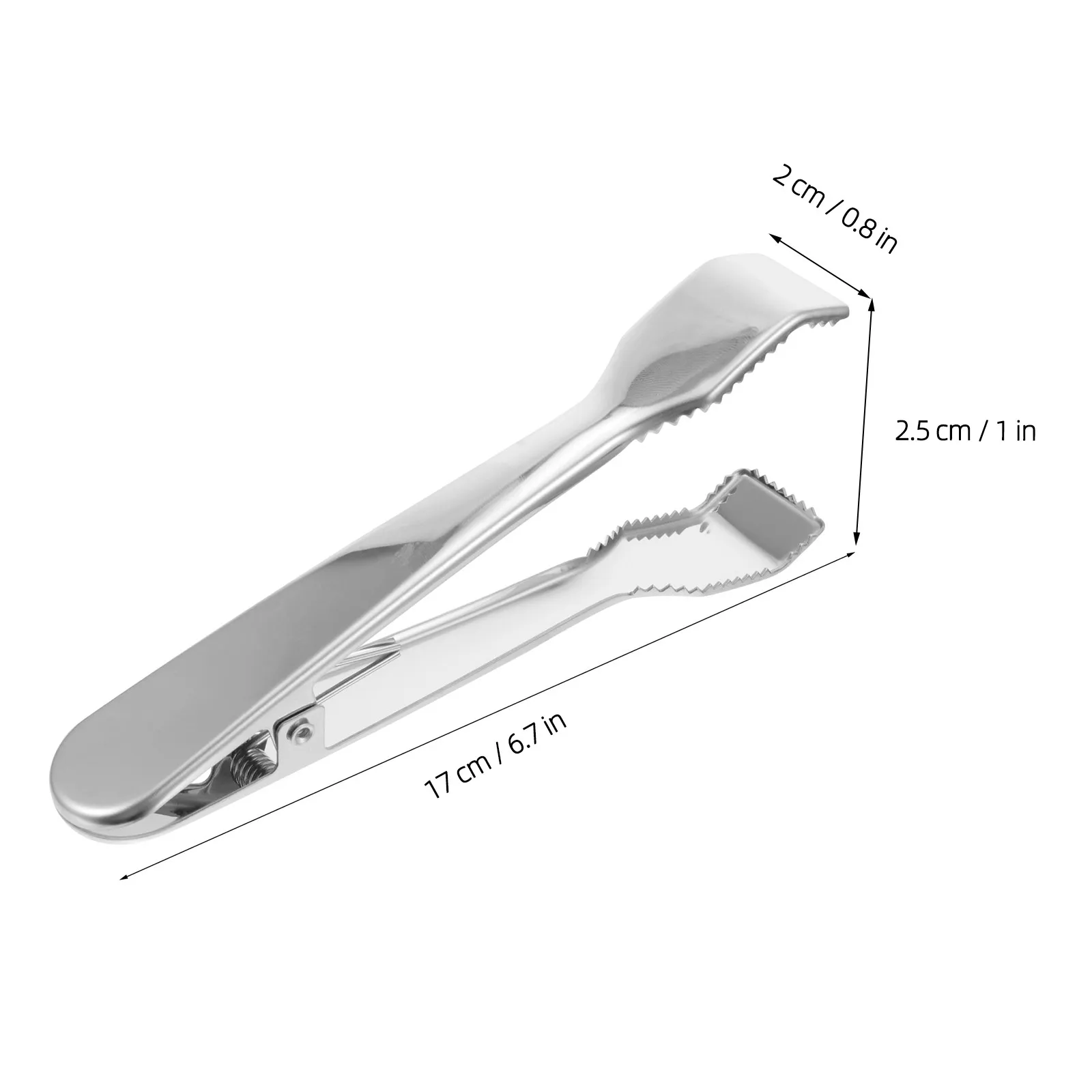 1Pcs High Quality Stainless Steel Ice Tong Sawtooth Design Moderate Size Comfort Grip for Bars Restaurants Coffee Shops Silver