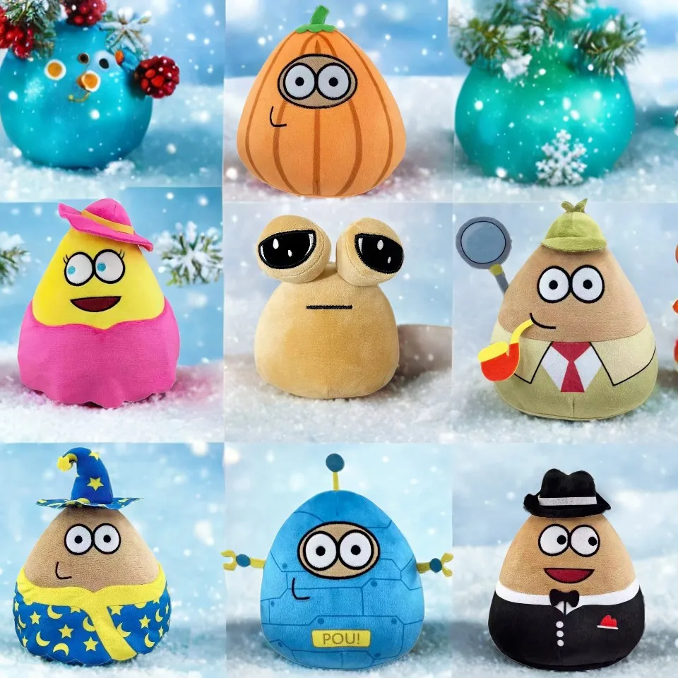 

New hot My Pet Alien Pou Plush Cute Peripheral Triangle Square Brown Smiley Face Cute Doll For Children Birthday Gifts Christmas