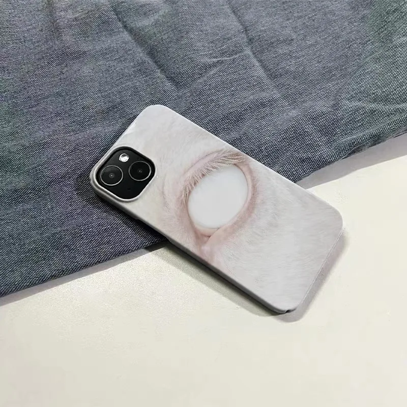 Ins Korean White Sheep Eye Art Phone Case for IPHONE 17 Air 16E 15 PROMAX 14 Plus 13 12 MINI 11PRO 16Plus XR Acrylic Phone Cover