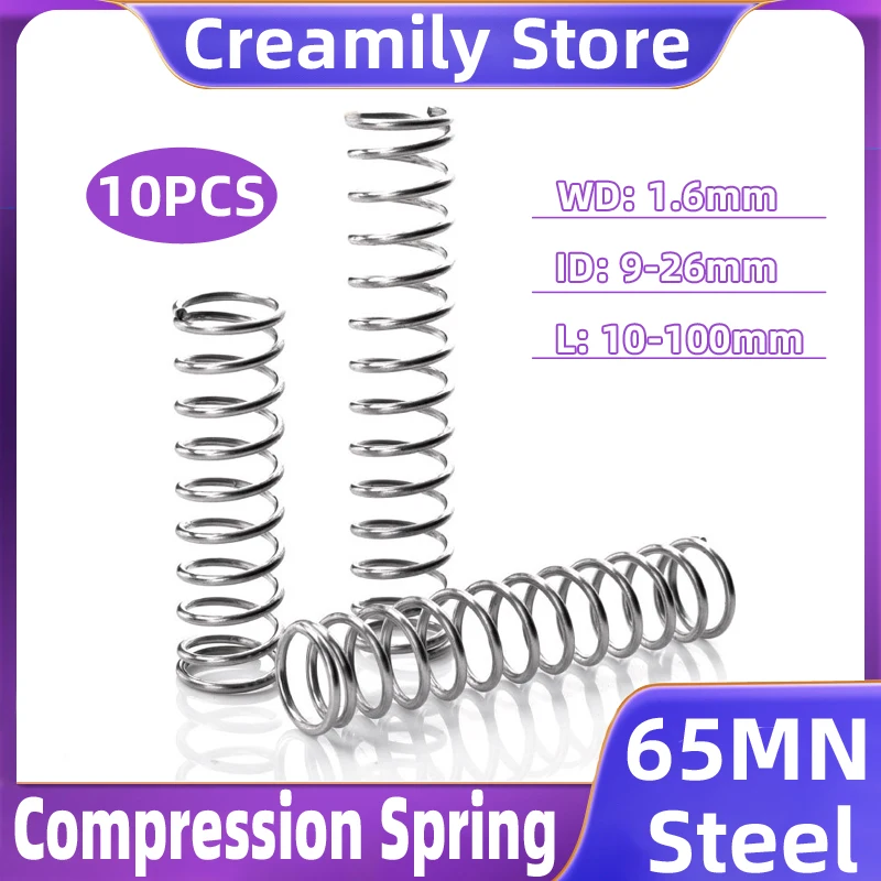 

Creamily 10PCS Cylidrical Coil Compression Spring Return For Household Maintenance Tools Accessories Wire Diameter 1.6MM