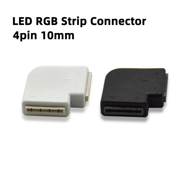 5pcs 4 pin LED Connector L Shape For connecting corner right angle 10mm 5050 LED Non-waterproof Strip Light RGB Color