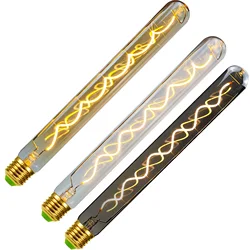 Ampoule décorative vintage à long tube, Inda Edison, Filament LED, Ambre clair, struction ée, Document, Variable, 4W, 110V, 220V