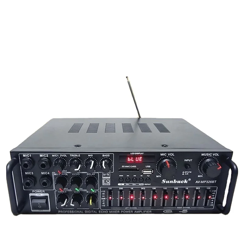 

MP 326BT 400W 4 Ohm EQ BT Stereo Car Power Amplifier USB Home 220V 110V Home Theater Amplifiers Studio Ktv