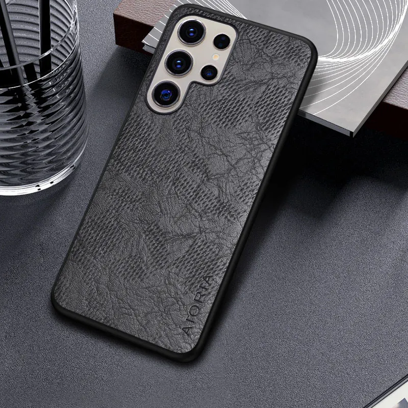 حافظة لهاتف سامسونج جالاكسي S25 S24 S23 S22 S21 S20 Ultra Plus Fe غطاء خلفي من الجلد لهاتف جالاكسي S25 Ultra