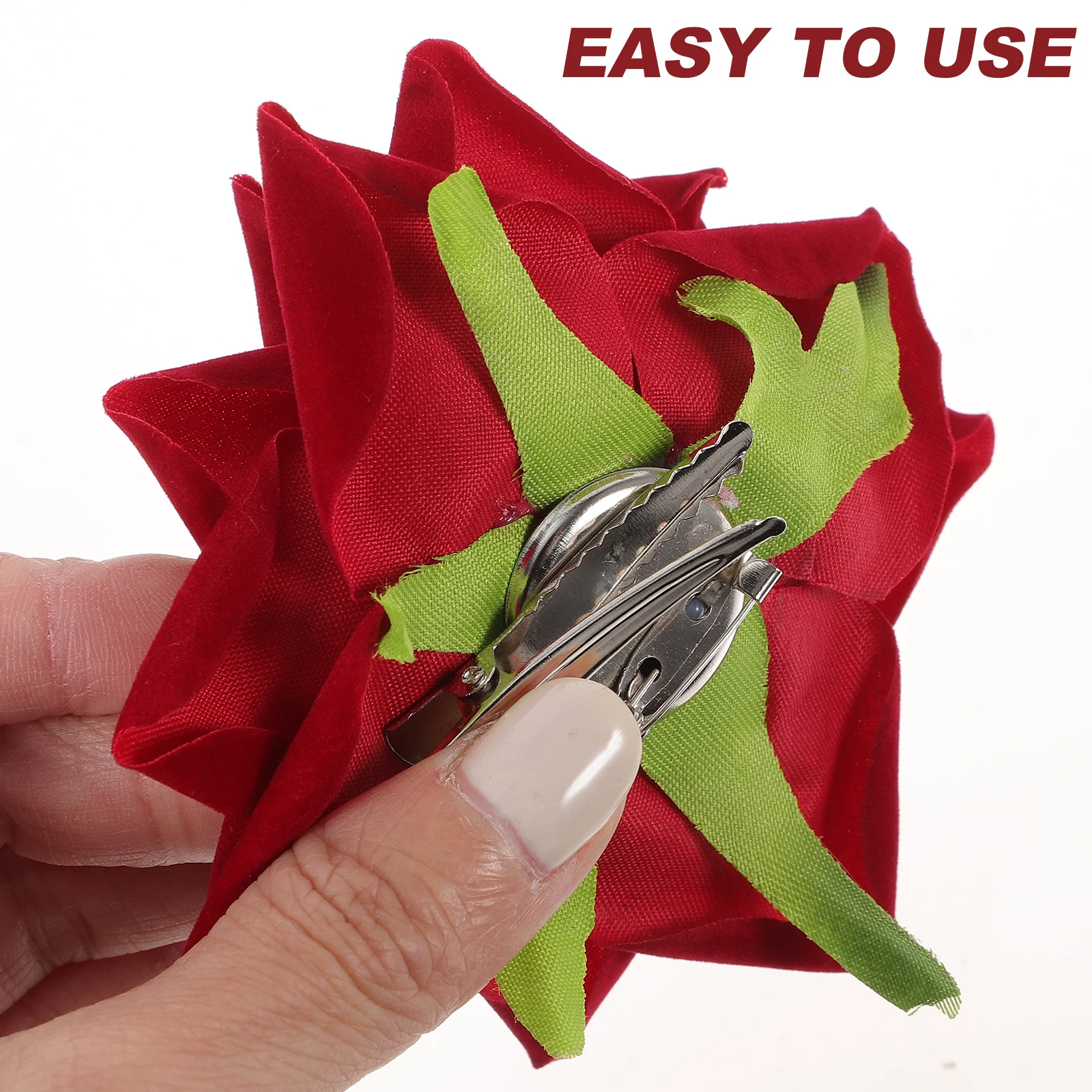 

1set 1Set Artificial Rose Hairpin Elegant Wedding Bride Hair Decoration Accessory Red Lifelike Floral Bobby Pin Hair Ornaments