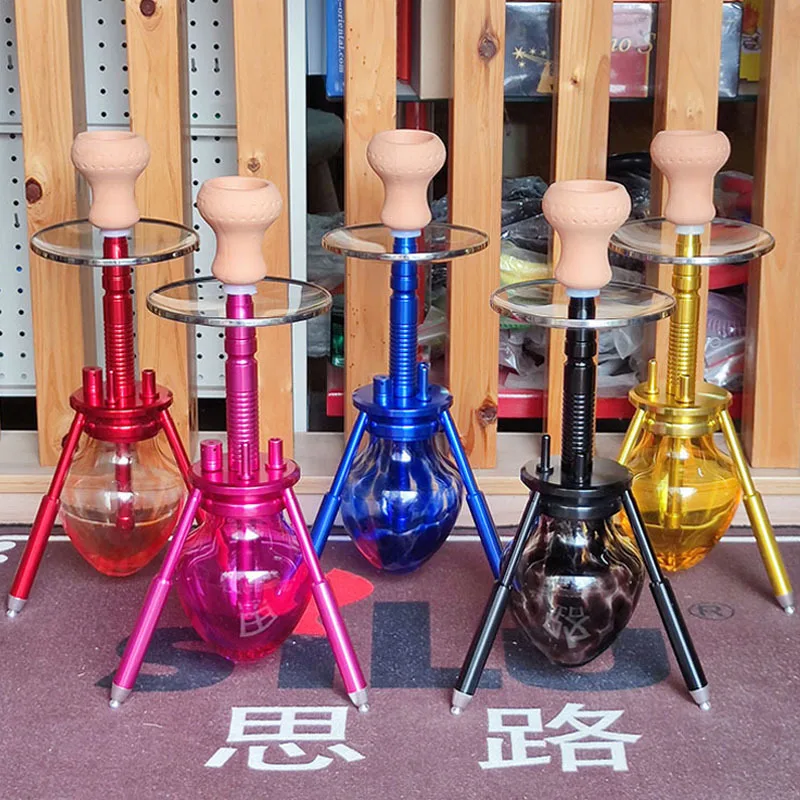 

Medium Portable Travel Bag Tripod Hookah Accessories Glass Pot Bottle Set With Silicone Tube Smoke Pot