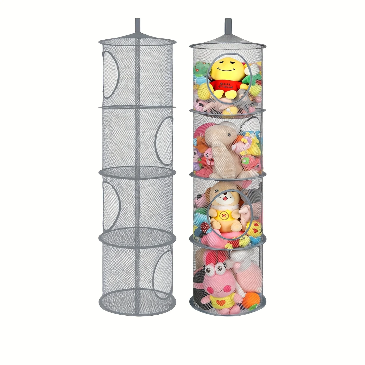 Faltbarer, hängender, atmungsaktiver 4-lagiger Mesh-Aufbewahrungskorb, Polyester-Organizer für Unterwäsche, Plüschtiere, Schlafzimmer, Heim-Gadget