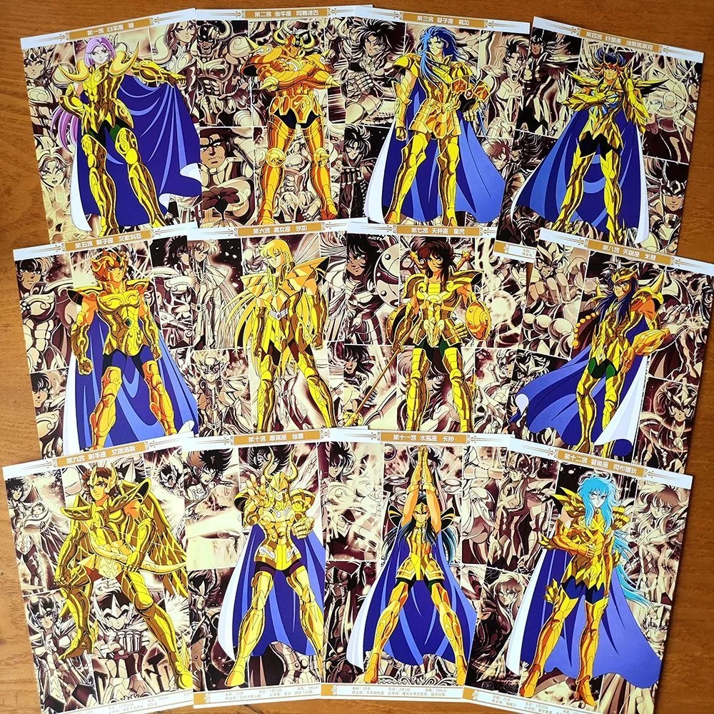 

Saint Seiya Character Collection Card Anime Knights Of The Zodiac A set of 12 Postcards Saga Shaka Dokho Milo Aiolos Shura Camus