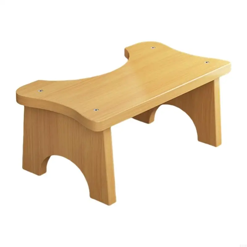 R1WB Sturdy Bamboo Toilet Step Stool Anti Slip Base Easy Carry designs for Home Bathroom