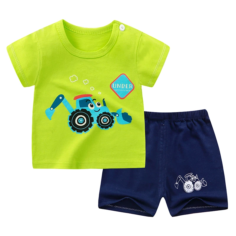 Baby Boys Clothes Policeman Style Sets Summer Fashion Casual T-shirt + Shorts Cartoon Kids Clothing Suit DS19