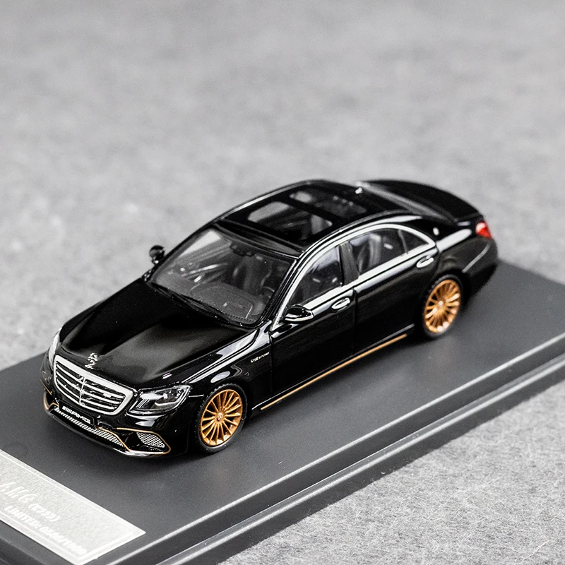 KING MODEL KM 1:64 S65 W222 Black gold wheel Alloy model car