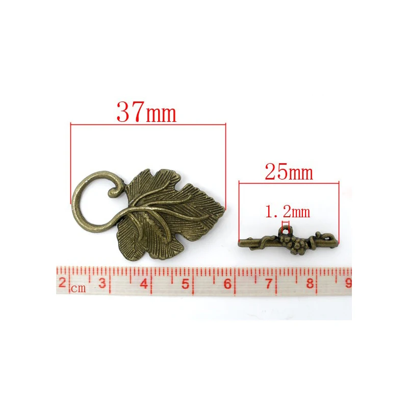 Doreen Box Lovely 20 Sets Antique Bronze Color Grape Charm Toggle Clasps DIY Necklace Bracelet Findings 37mm x 23mm-25mm x 8mm
