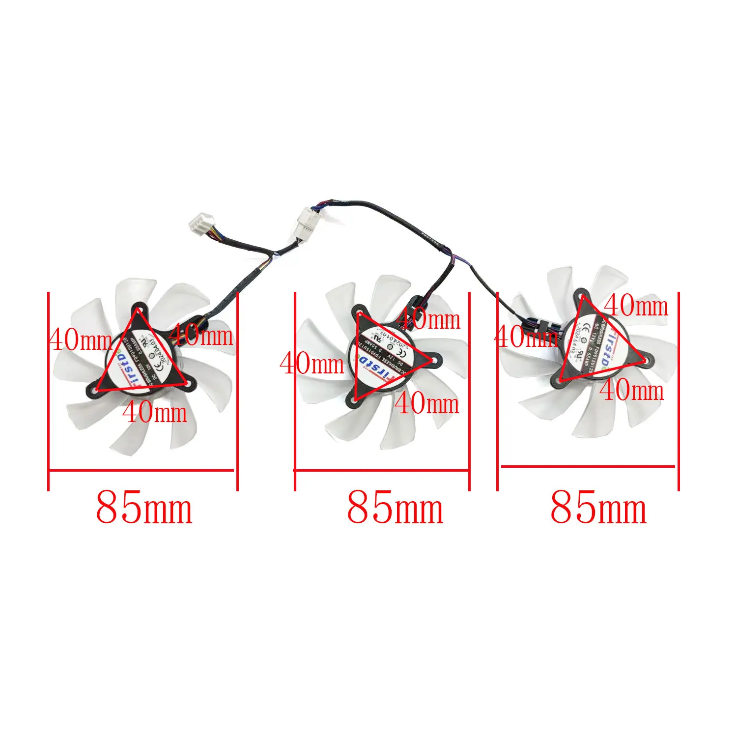 

85MM 4PIN FD9015U12D RX 6750 GPU Replacement Fan For Powercolor RX 6750 GRIJ FUNCTION PLUS 10G graphic map