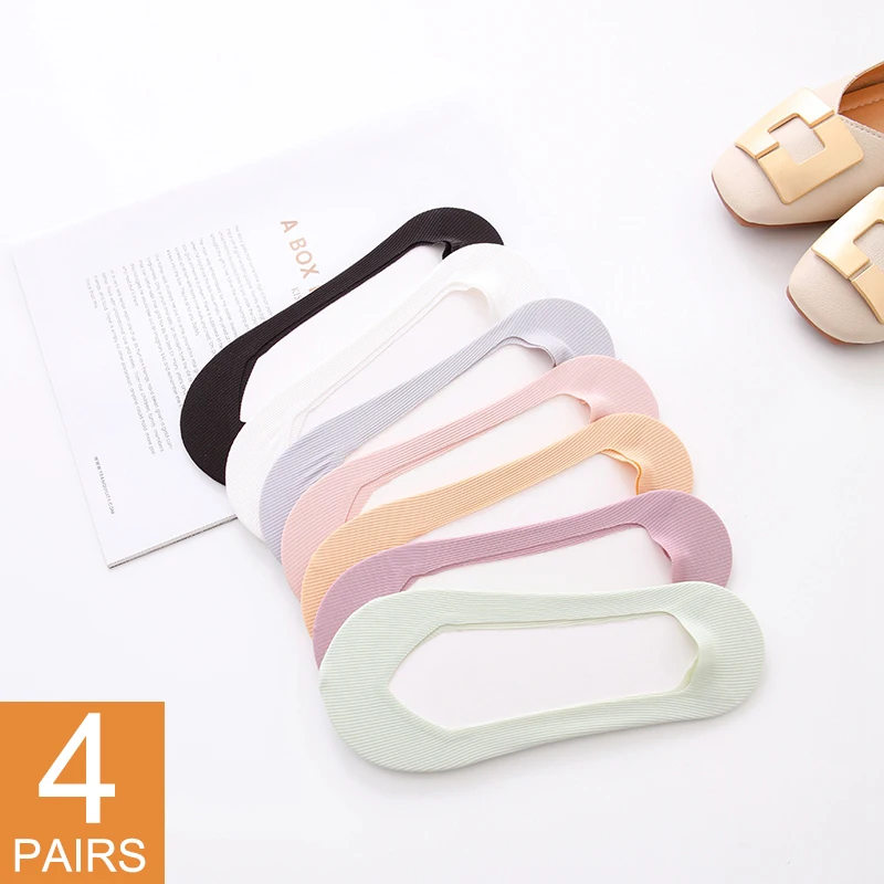 Summer Women Invisible Socks Low Cut Thin Fashion Short Boat No Show Socks Slippers Silicone Antiskid Ice Silk Girl Sock