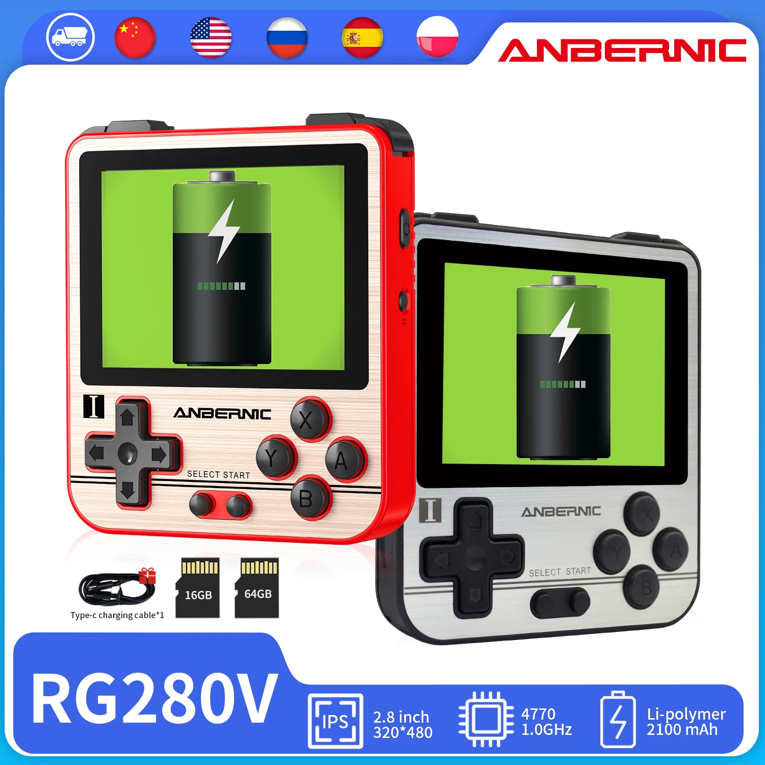 ANBERNIC 280V RG280V Retro Game Console Open Sourse System 5000 Games PS1 Player Portable Pocket RG280V Handheld Game Console