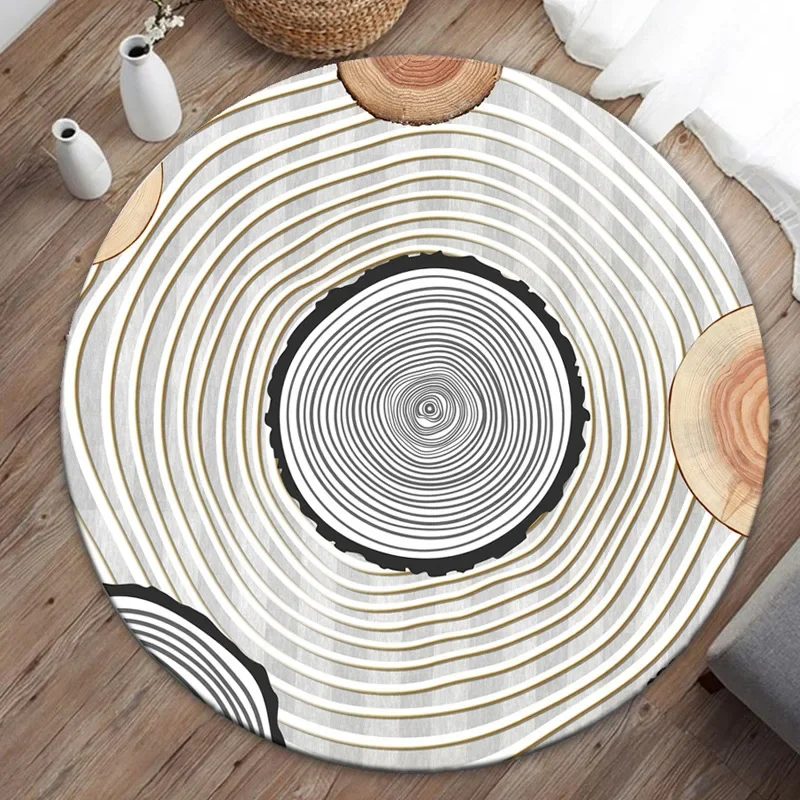 Gorgeous Flower With Flamingo 3D Printed Carpet Cartoon Animal Round Carpet Anti-slip Kids Playground Rugs Living Room Floor Mat